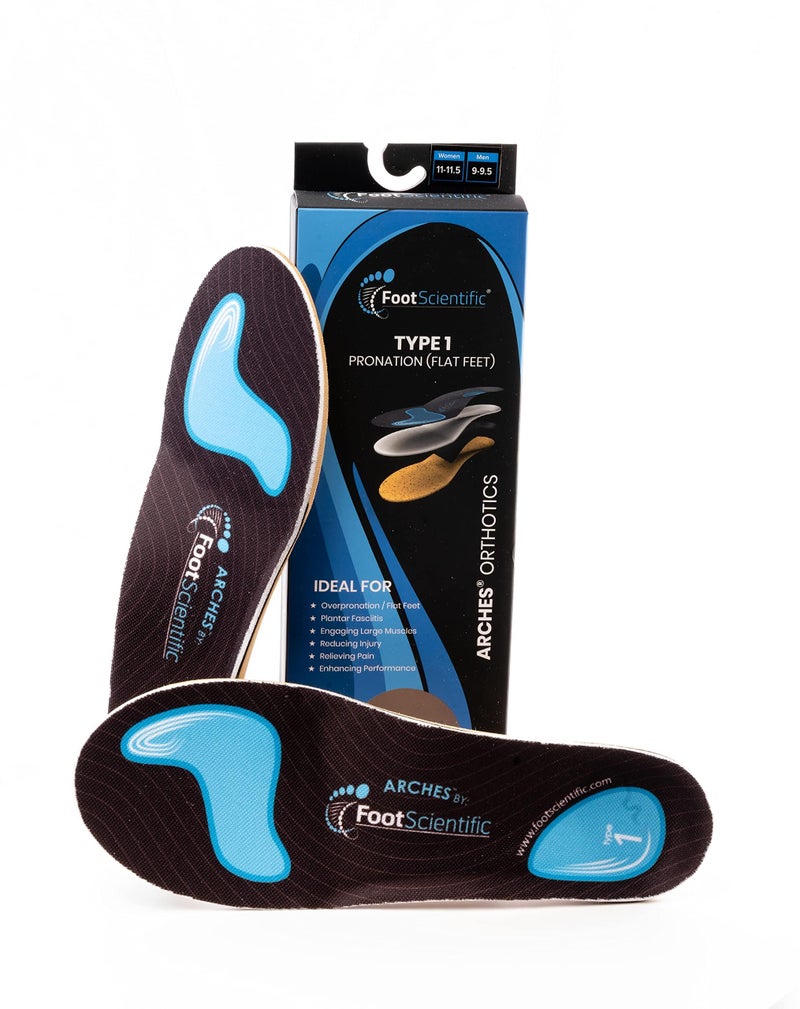 FootScientific Arches Type 1 Flat Feet Orthotic Shoe Insoles Mens Size 775 Womens Size 995